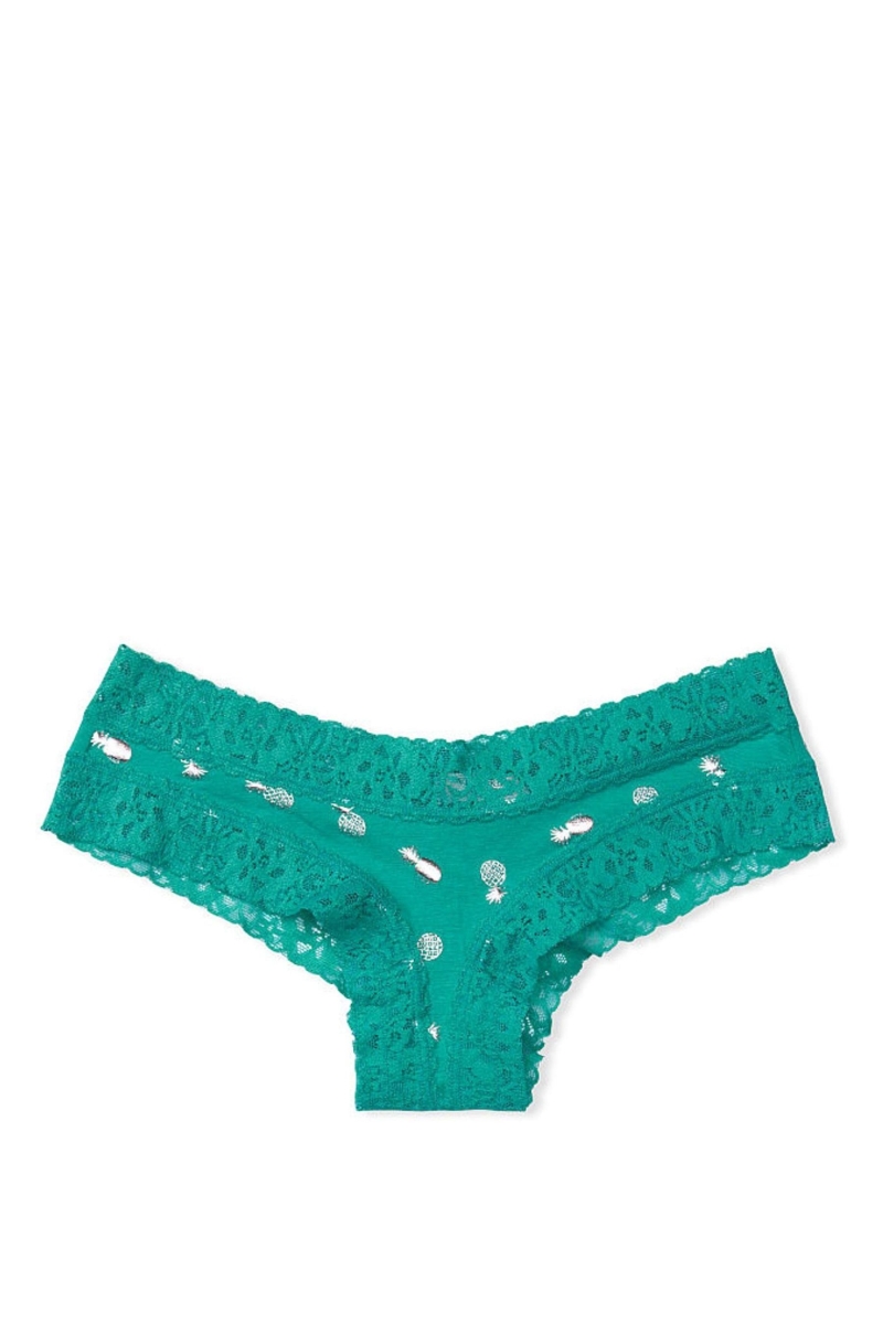 Victoria\'s Secret Stretch Algodon LCE W CTN CHEEKY Aqua Daisy Dot | 120495MIU