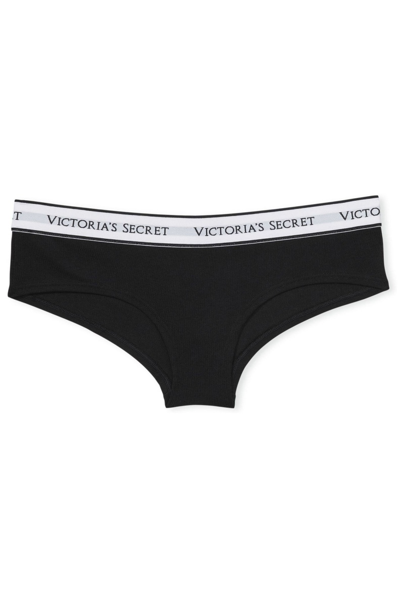 Victoria's Secret Stretch Algodon Logo Knickers Negras | 814059WNP