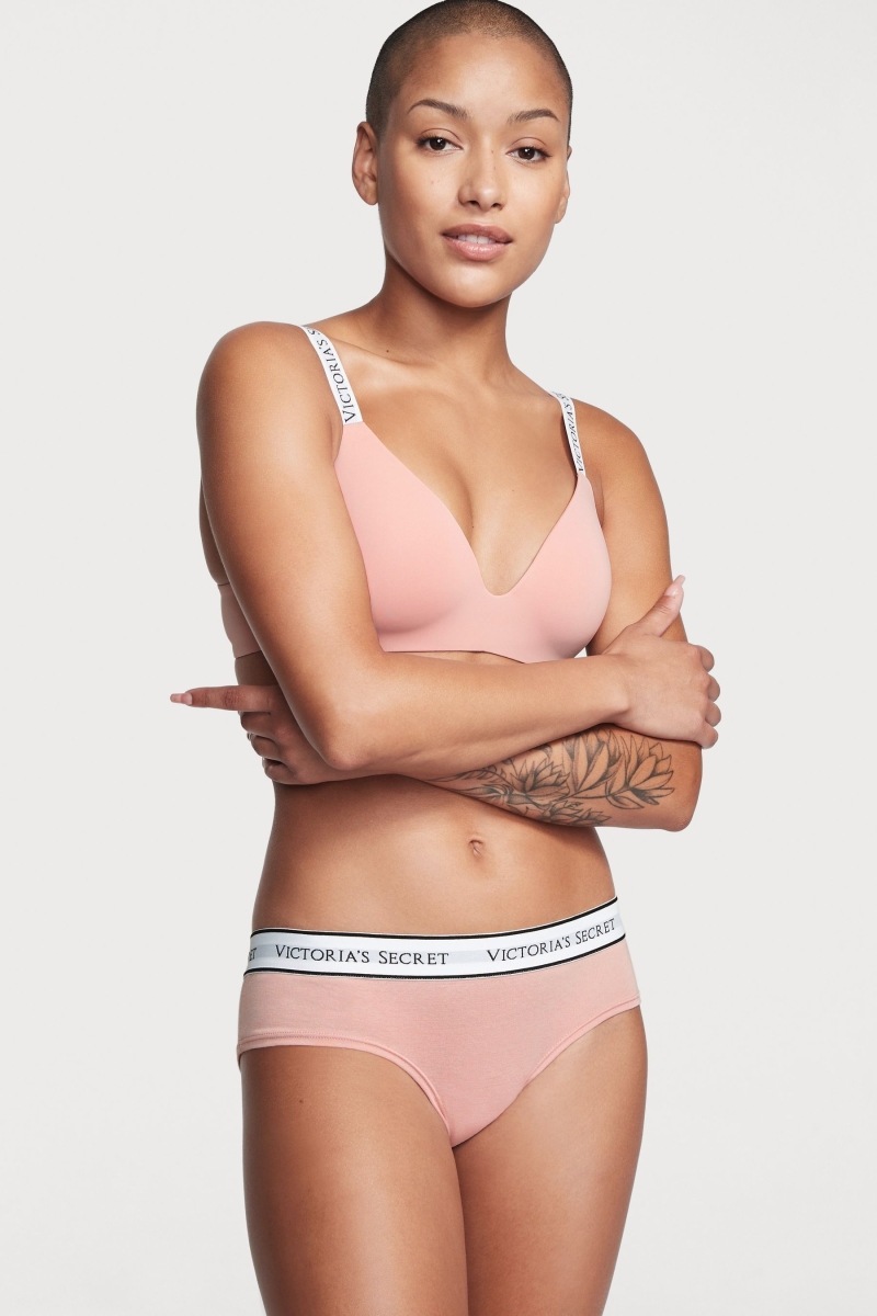 Victoria's Secret Stretch Algodon Logo Panties Rosas Rosas | 087592TOQ