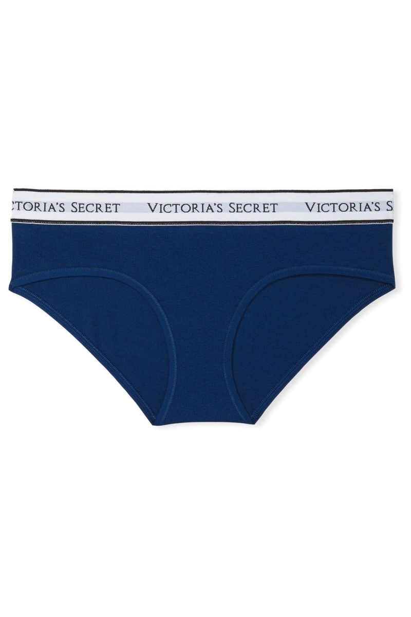 Victoria's Secret Stretch Algodon Logo Panties Azules | 108243WMZ