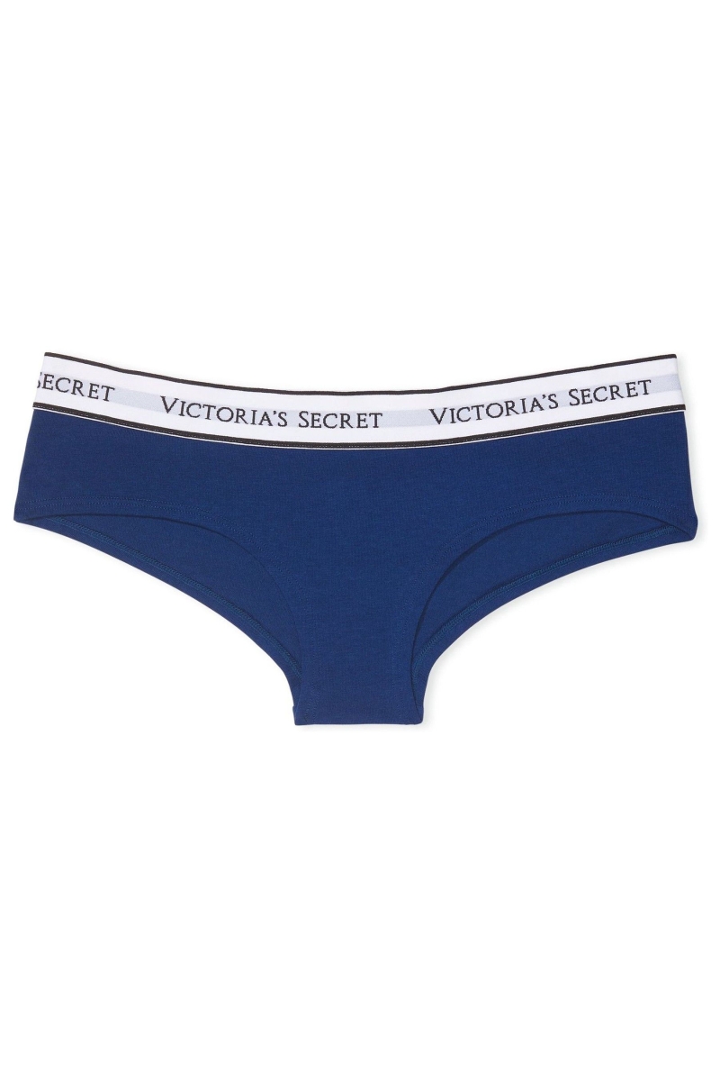 Victoria's Secret Stretch Algodon Logo Panties Azules | 196450KJC