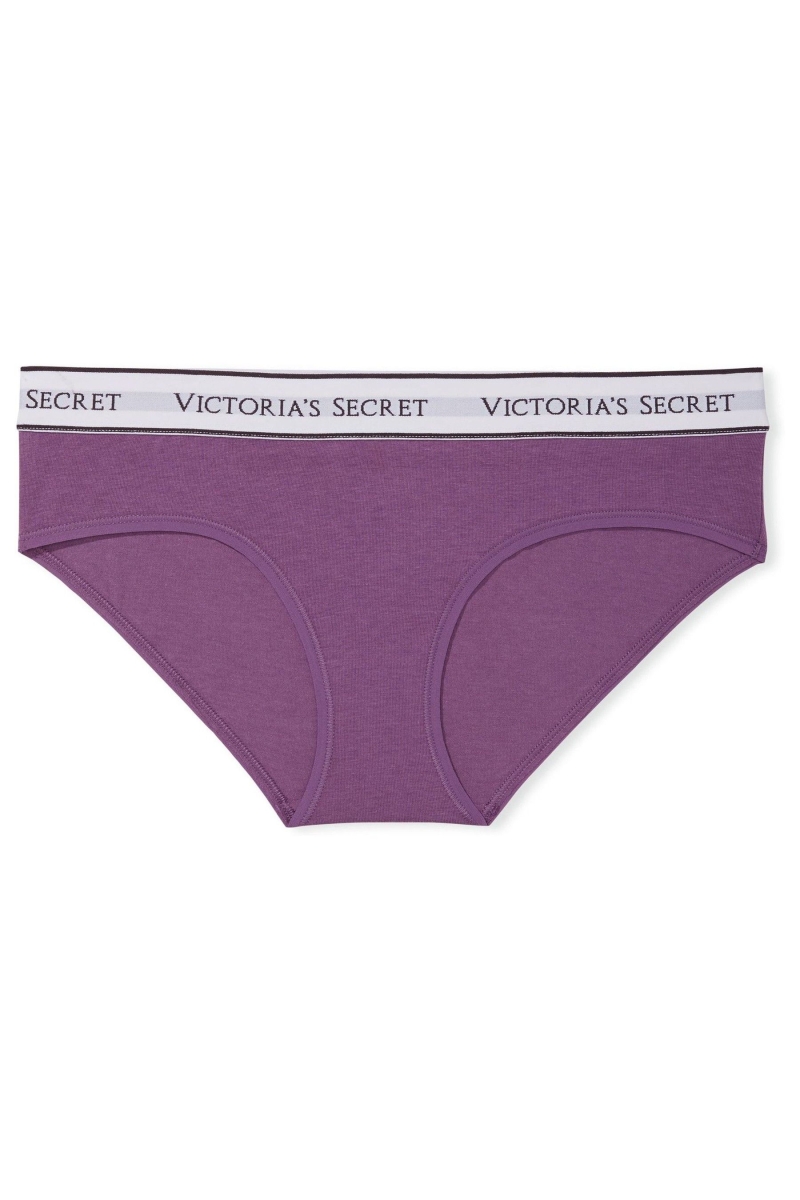 Victoria's Secret Stretch Algodon Logo Panties Moradas | 293106CSV