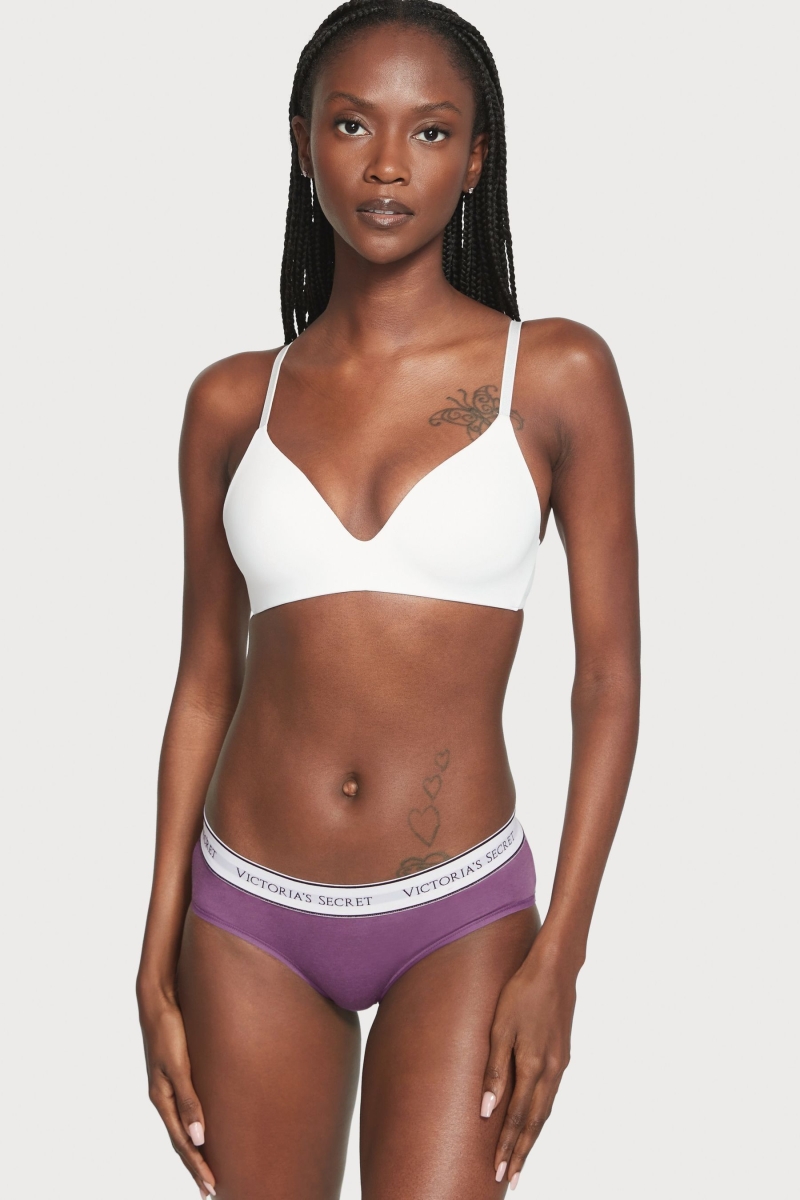 Victoria\'s Secret Stretch Algodon Logo Panties Moradas | 293106CSV