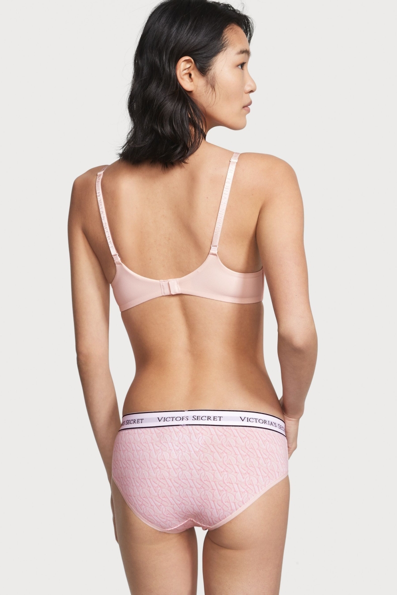 Victoria's Secret Stretch Algodon Logo Panties Rosas | 305249LOX