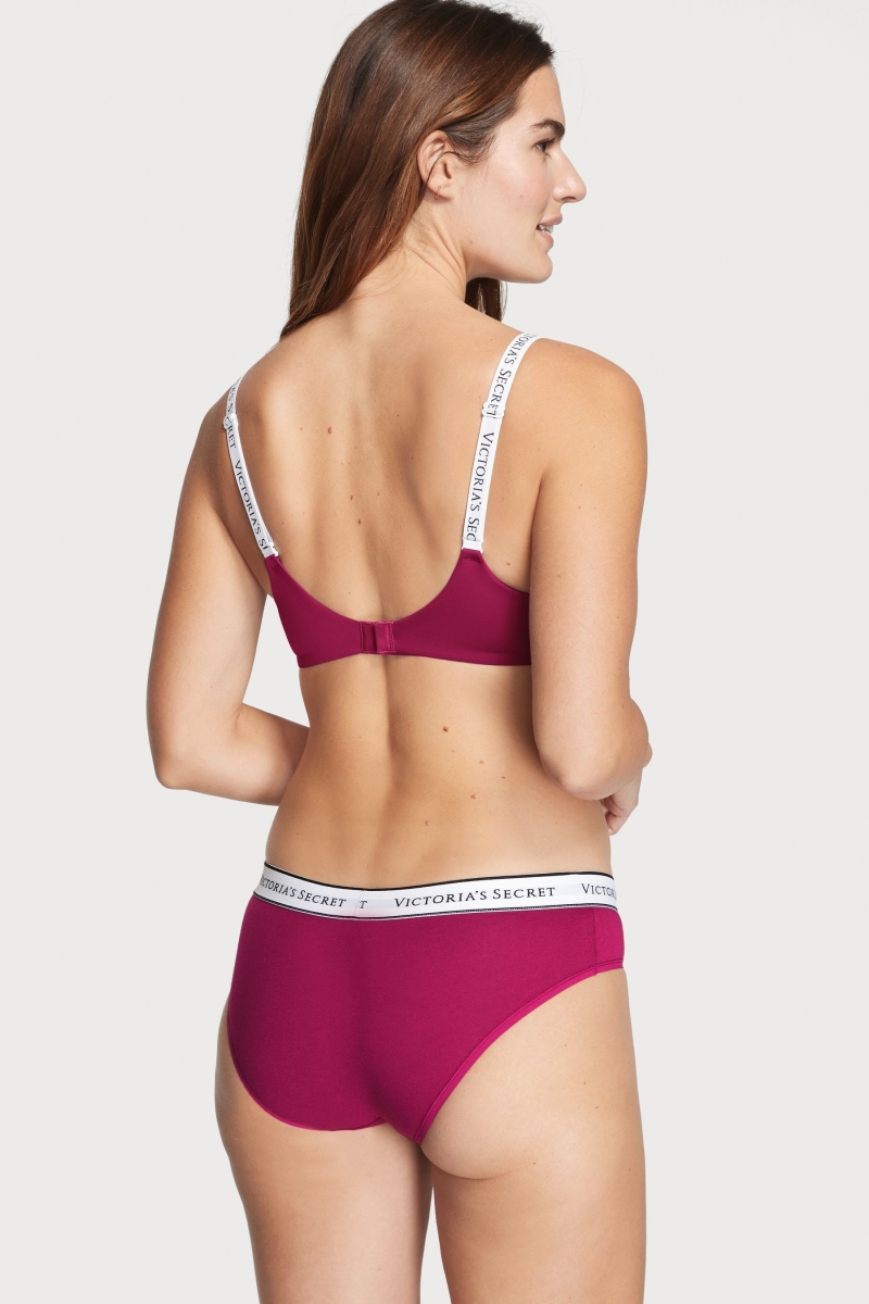 Victoria's Secret Stretch Algodon Logo Panties Burdeos Rojas | 342506YPX