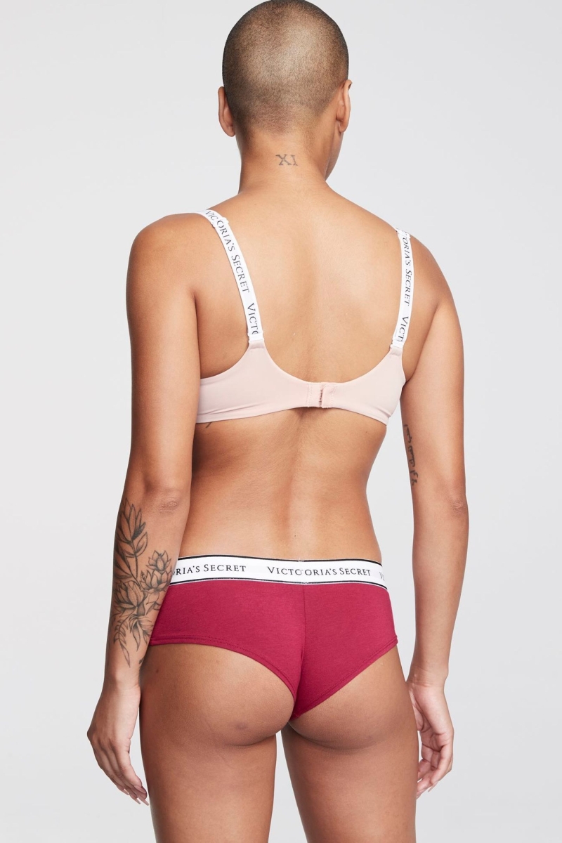 Victoria's Secret Stretch Algodon Logo Panties Burdeos Rojas | 523649QHY