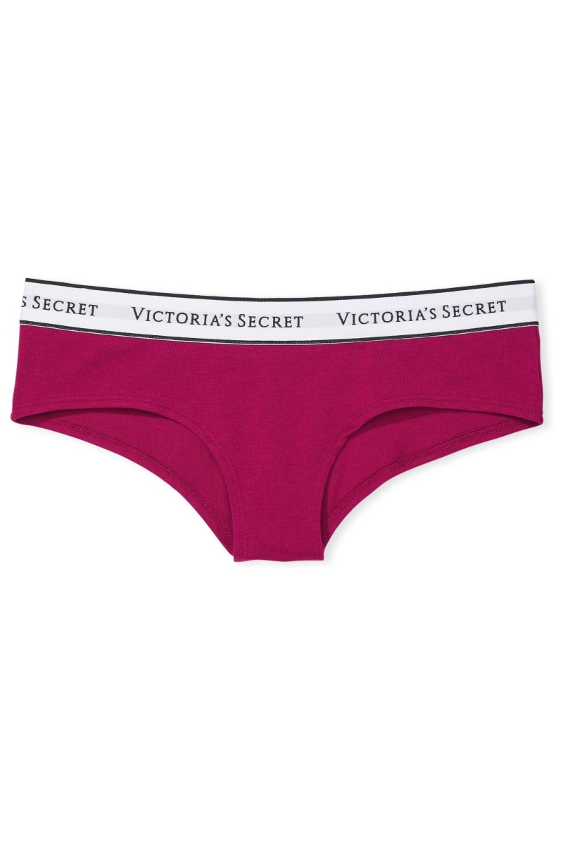 Victoria's Secret Stretch Algodon Logo Panties Burdeos Rojas | 523649QHY