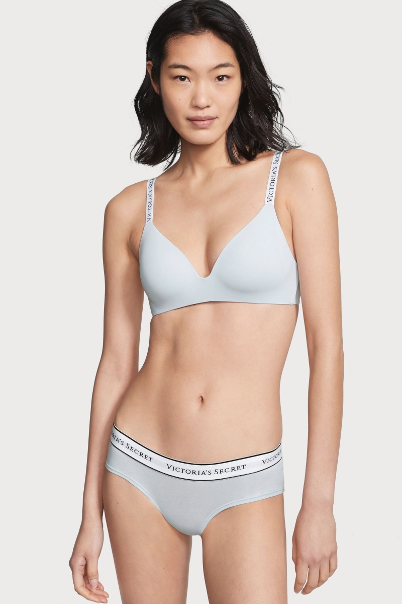 Victoria\'s Secret Stretch Algodon Logo Panties Azules | 793514JDL