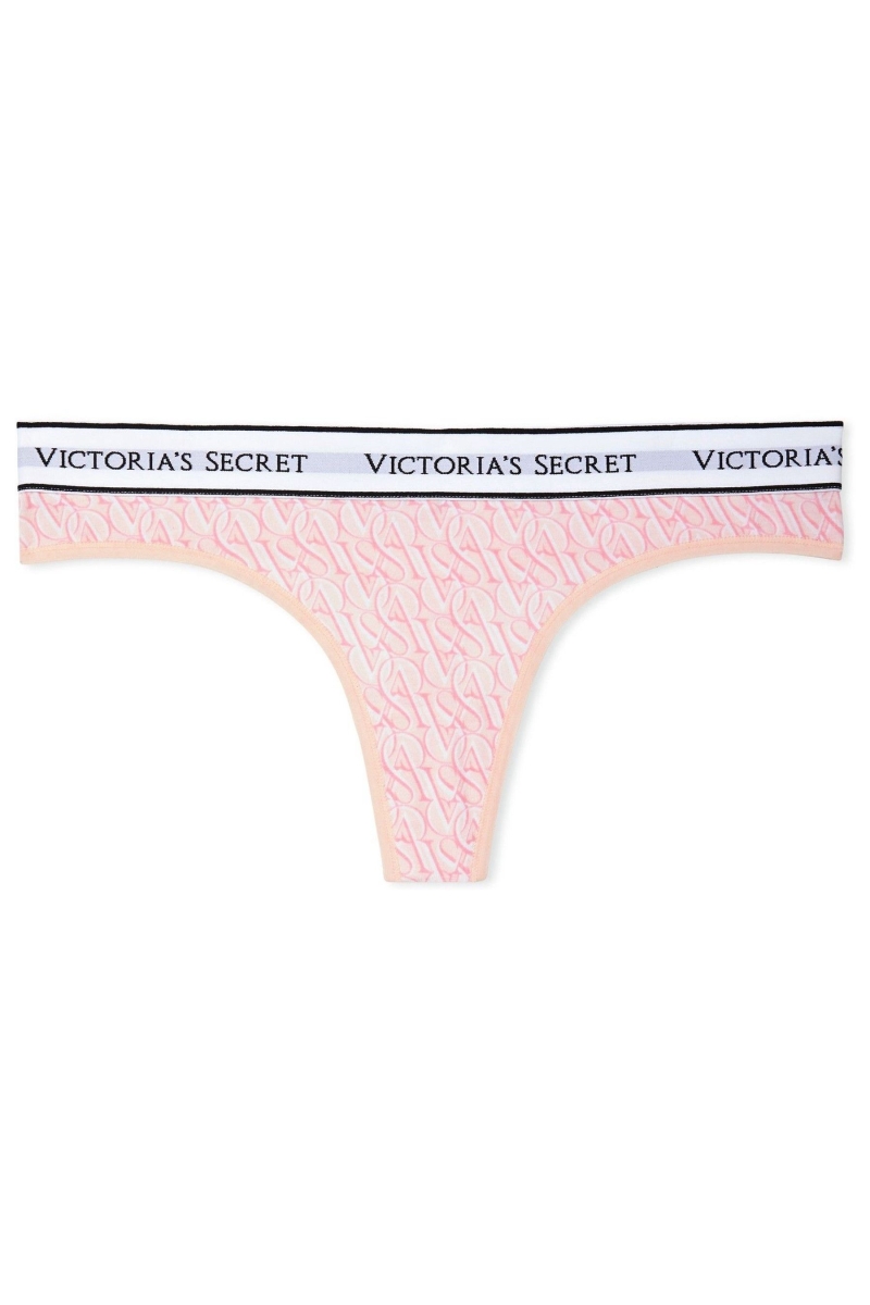 Victoria's Secret Stretch Algodon Logo Panties Rosas | 852067MFX