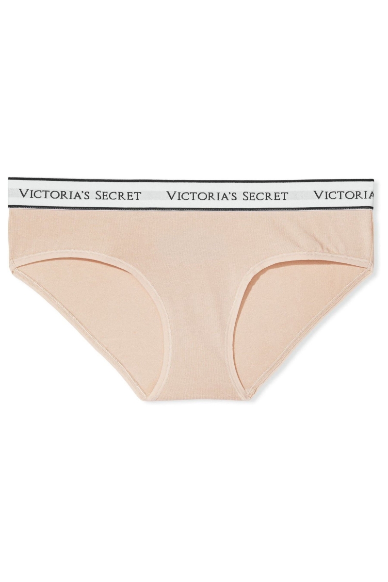 Victoria's Secret Stretch Algodon Logo Panties Champagne Nude | 859603UDA