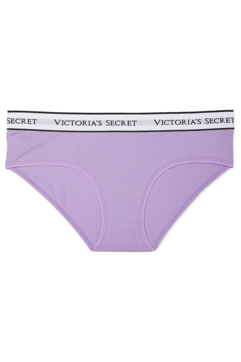 Victoria's Secret Stretch Algodon Logo Panties Moradas | 903824SPC