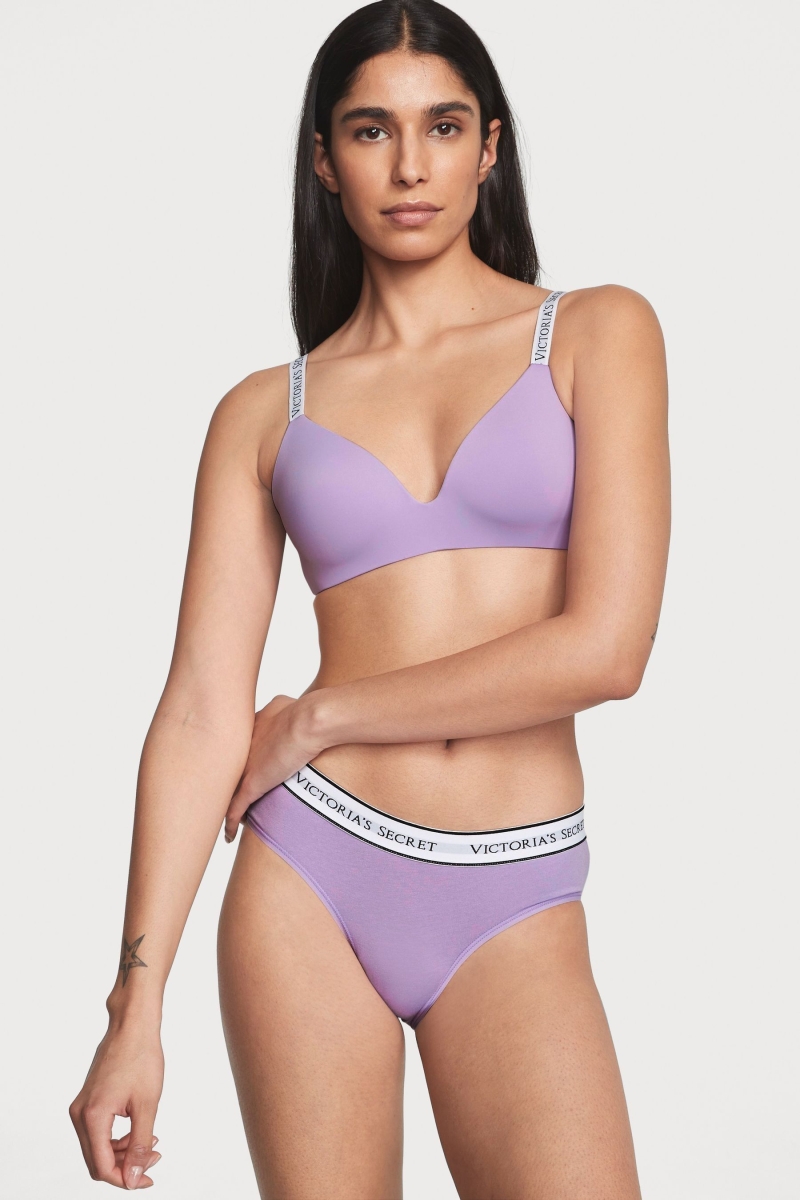 Victoria\'s Secret Stretch Algodon Logo Panties Moradas | 903824SPC