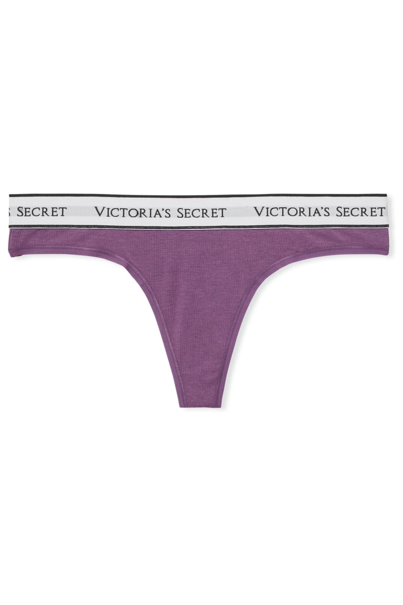 Victoria's Secret Stretch Algodon Logo Panties Moradas | 968340WXO