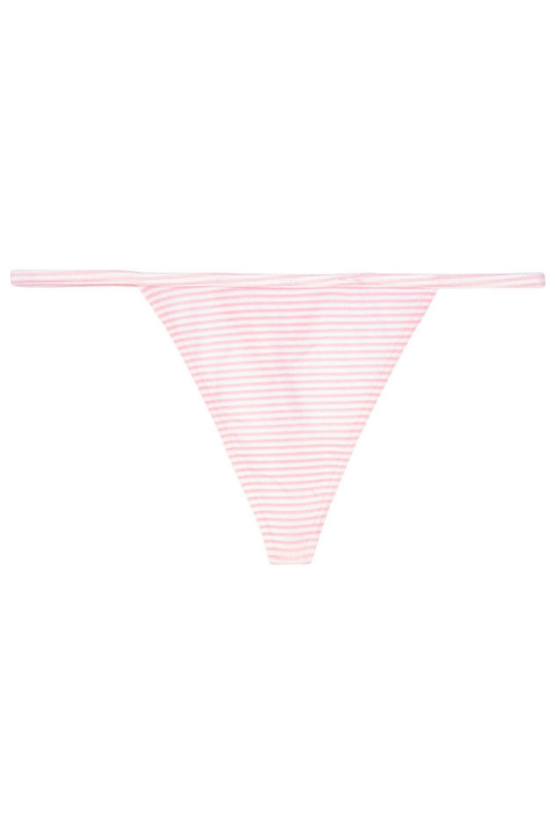 Victoria's Secret Stretch Algodon No Show Tanga Panties Candy/White Mini Stripe | 260371PGU