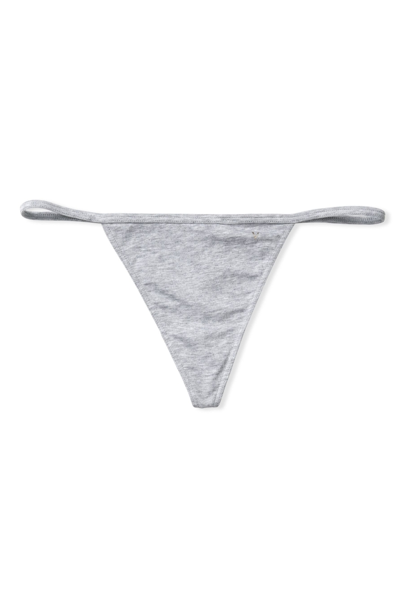 Victoria's Secret Stretch Algodon No Show Tanga Panties Candy/White Mini Stripe | 506879SJR