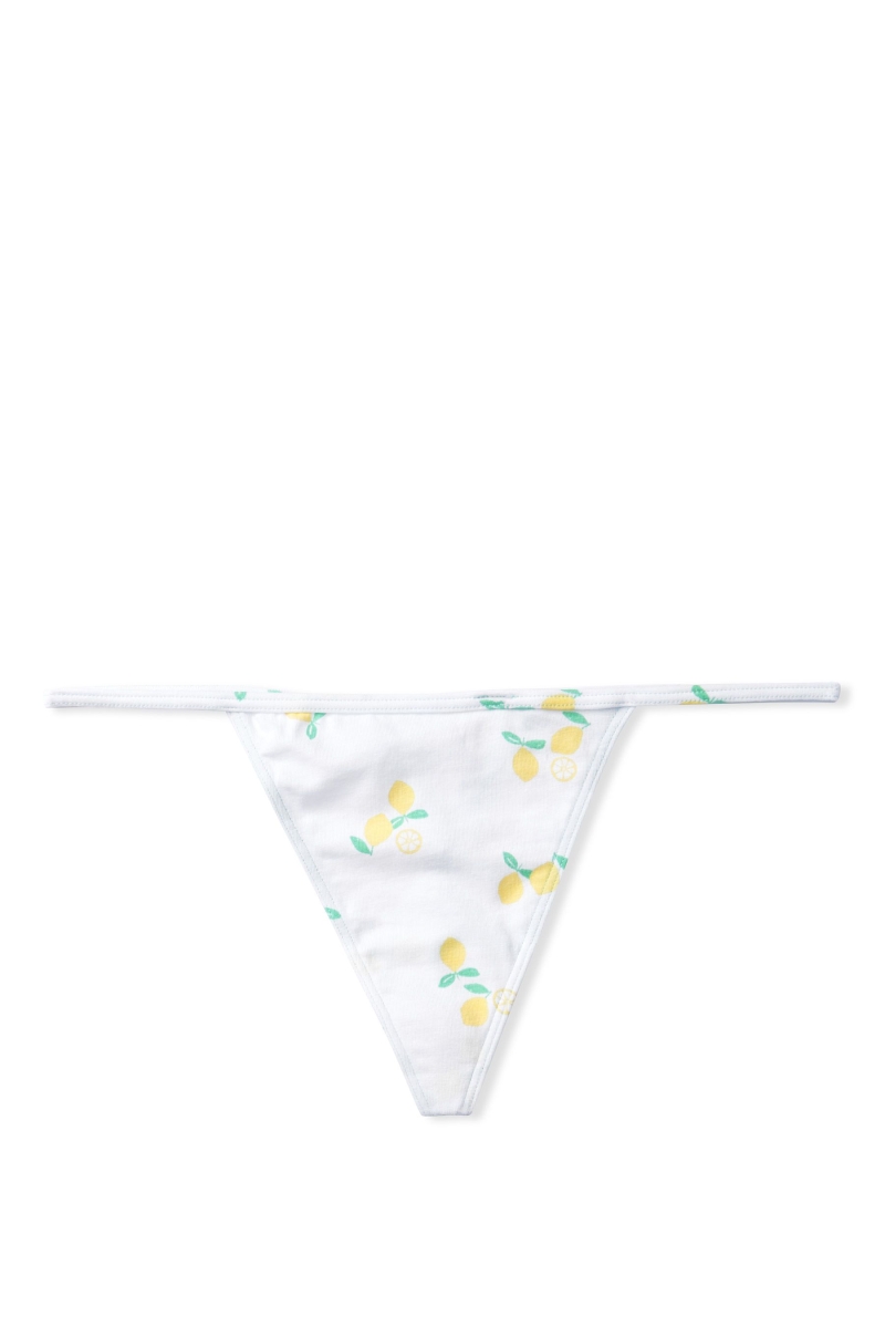 Victoria's Secret Stretch Algodon No Show Tanga Panties Candy/White Mini Stripe | 568930RQG