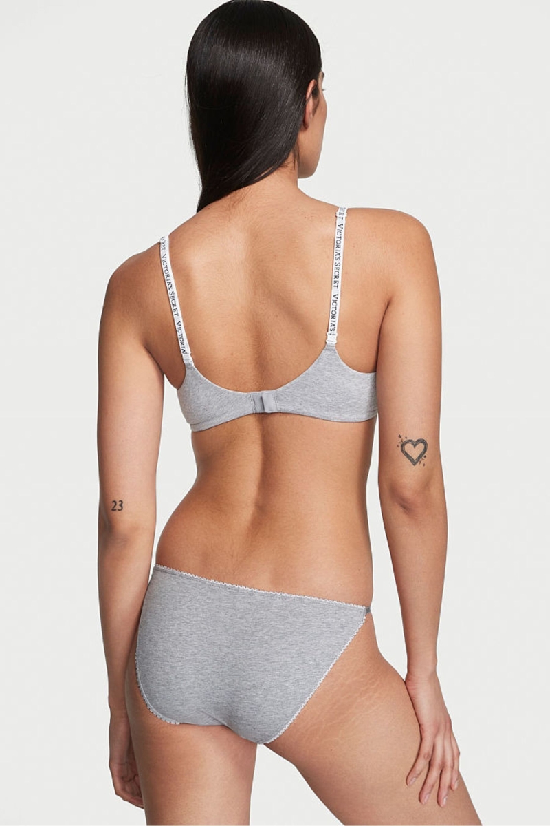 Victoria's Secret Stretch Algodon Stretch Algodon String Bikini Panties Gris | 023569CBY