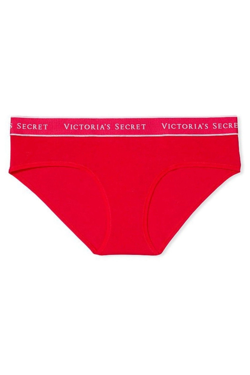 Victoria's Secret Stretch Algodon Stretch Algodon Logo Cintura Hipster Panties Azules | 129058CTQ