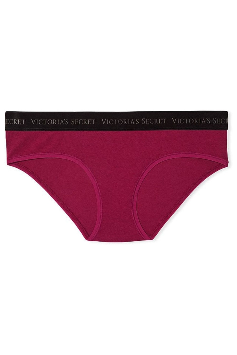 Victoria's Secret Stretch Algodon Stretch Algodon Logo Cintura Hipster Panties Azules | 865234ZCW