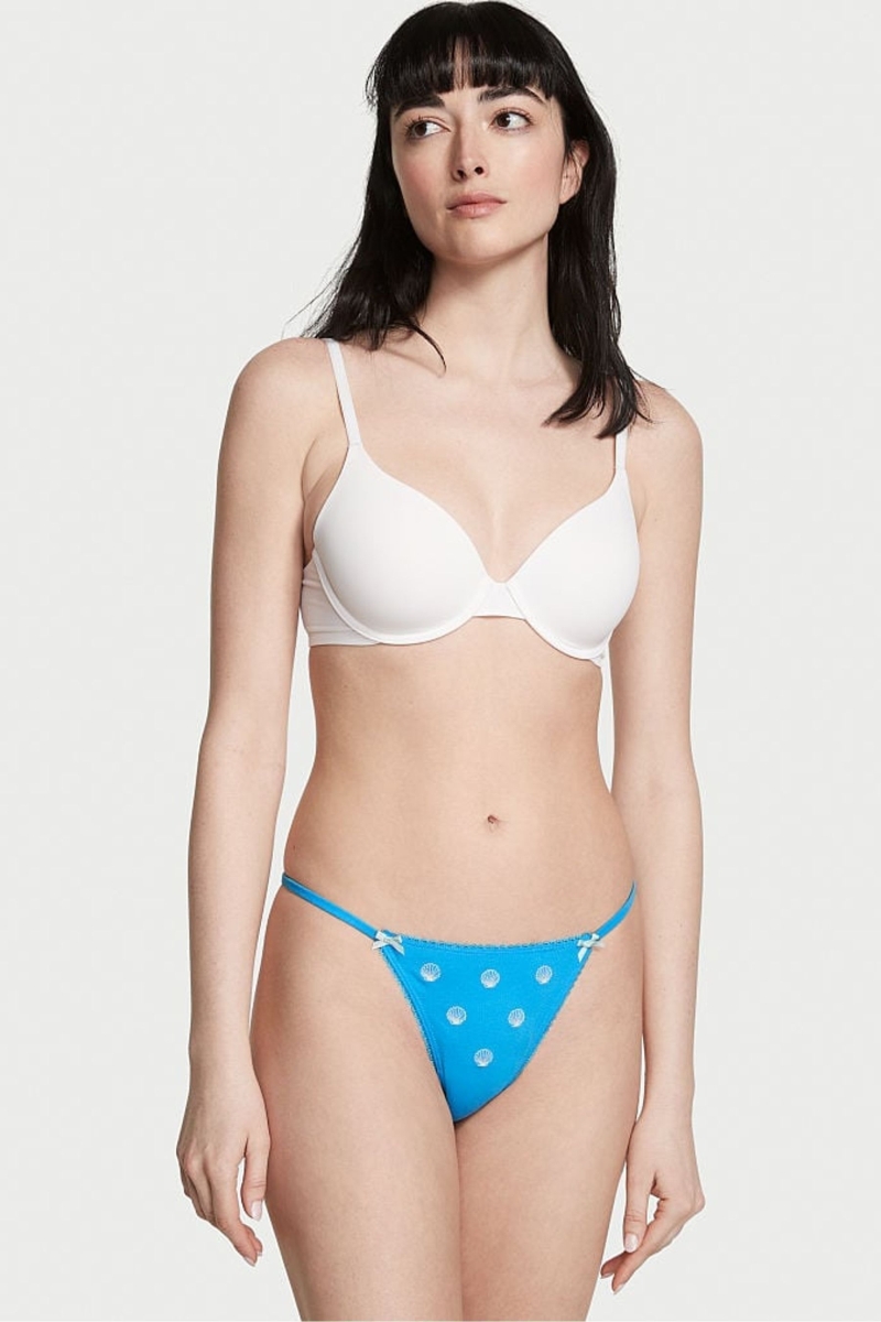 Victoria\'s Secret Stretch Algodon Stretch Algodon Panties Azules | 871634FKS