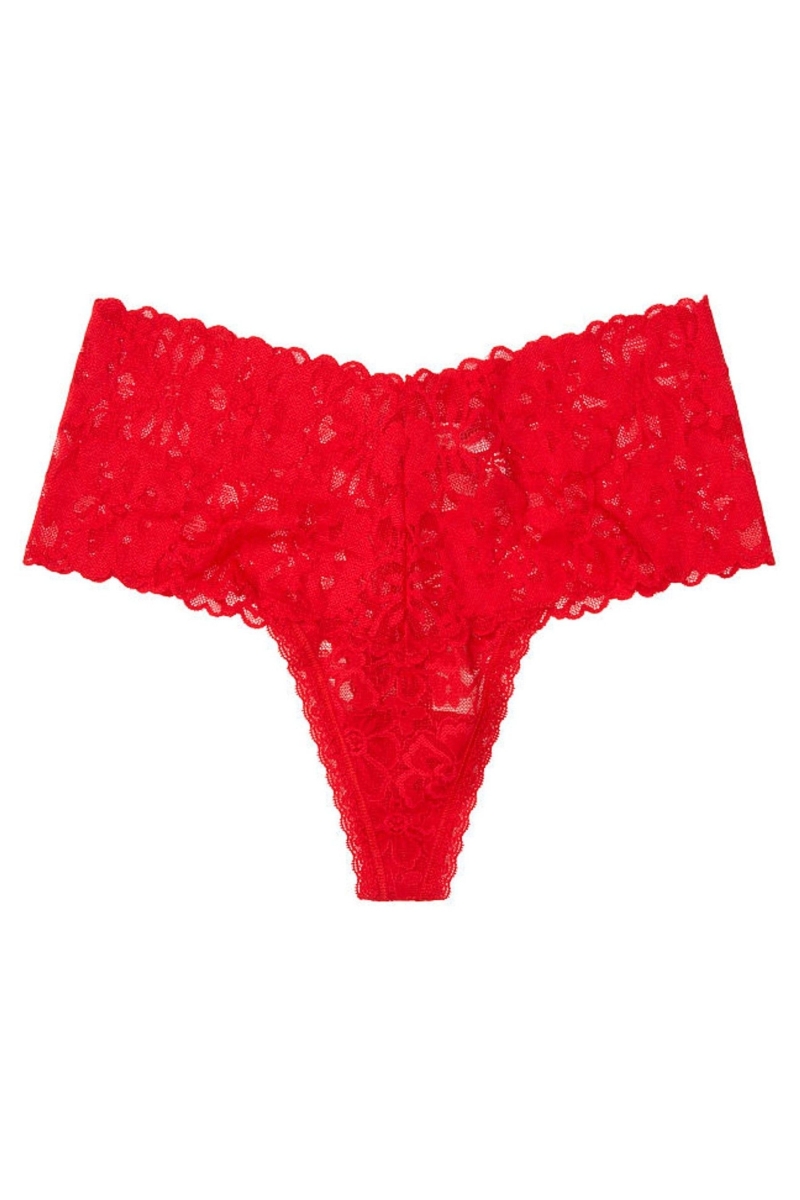 Victoria's Secret The Lacie Encaje Anchos Band Tanga Panty Rosas | 436152UQR