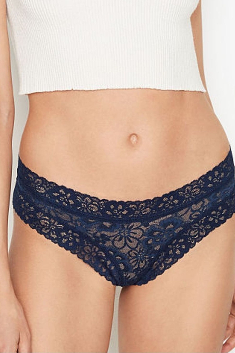 Victoria\'s Secret The Lacie Encaje Cheeky Panties Azul Marino Azules | 142860KTY