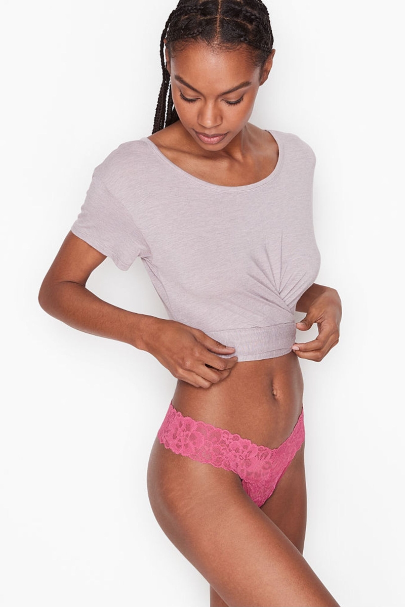 Victoria\'s Secret The Lacie Encaje Tanga Panties Azules | 013958SFE