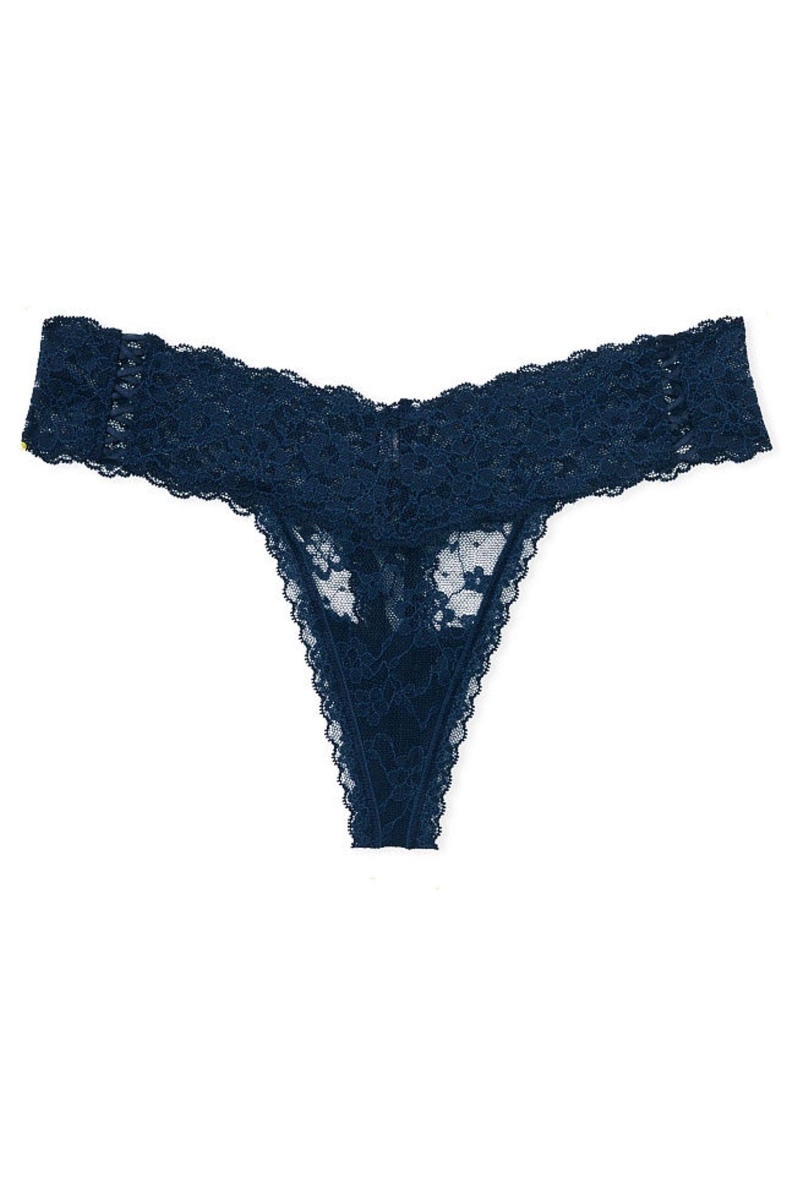 Victoria's Secret The Lacie Encaje Tanga Panties Negras | 217968OIE