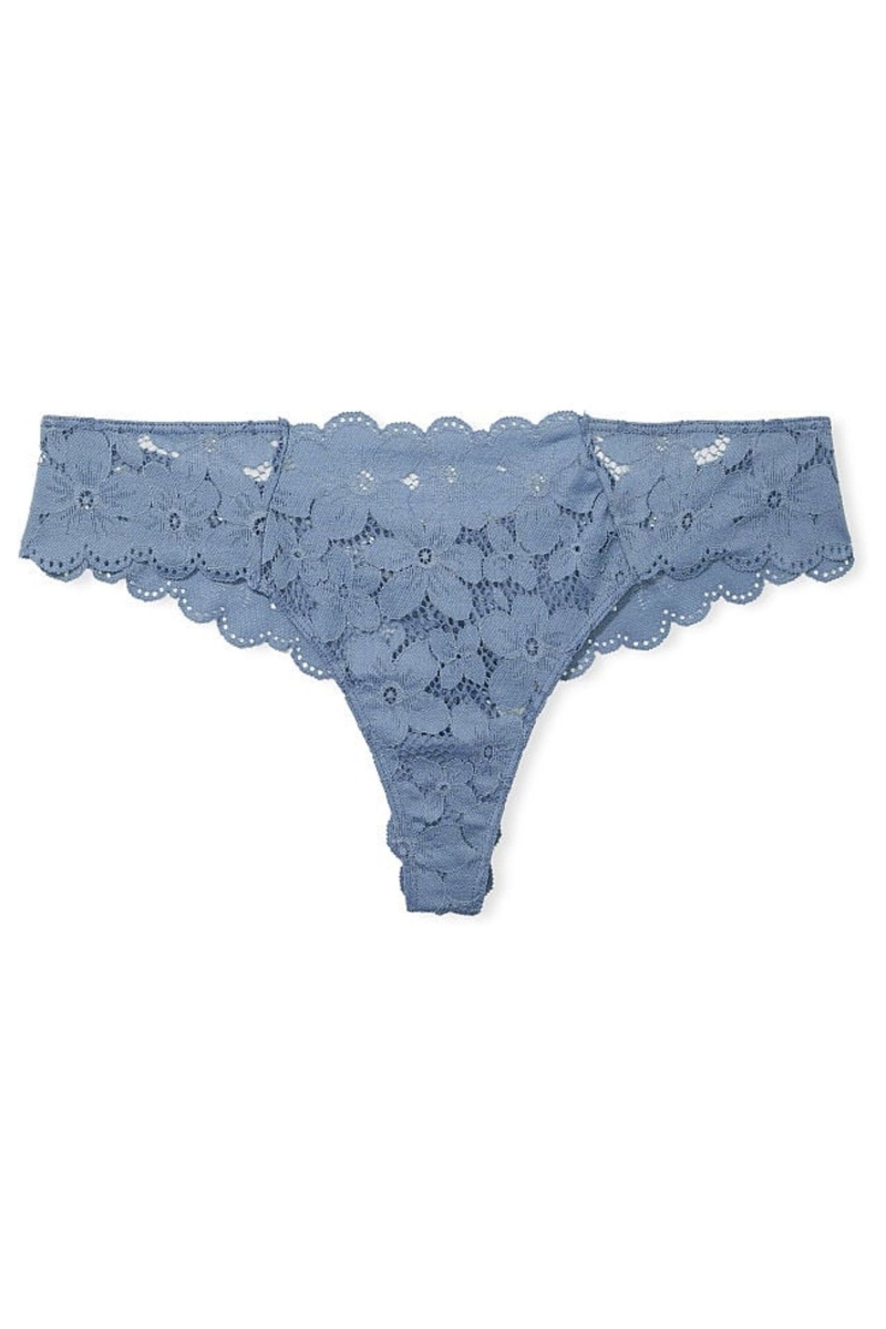 Victoria's Secret The Lacie Encaje Tanga Panties Azules | 634580NTX