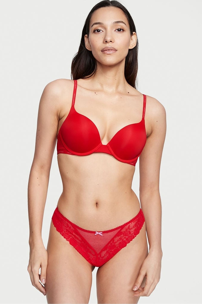 Victoria\'s Secret The Lacie Encaje Tanga Panties Rojas | 784296WSH