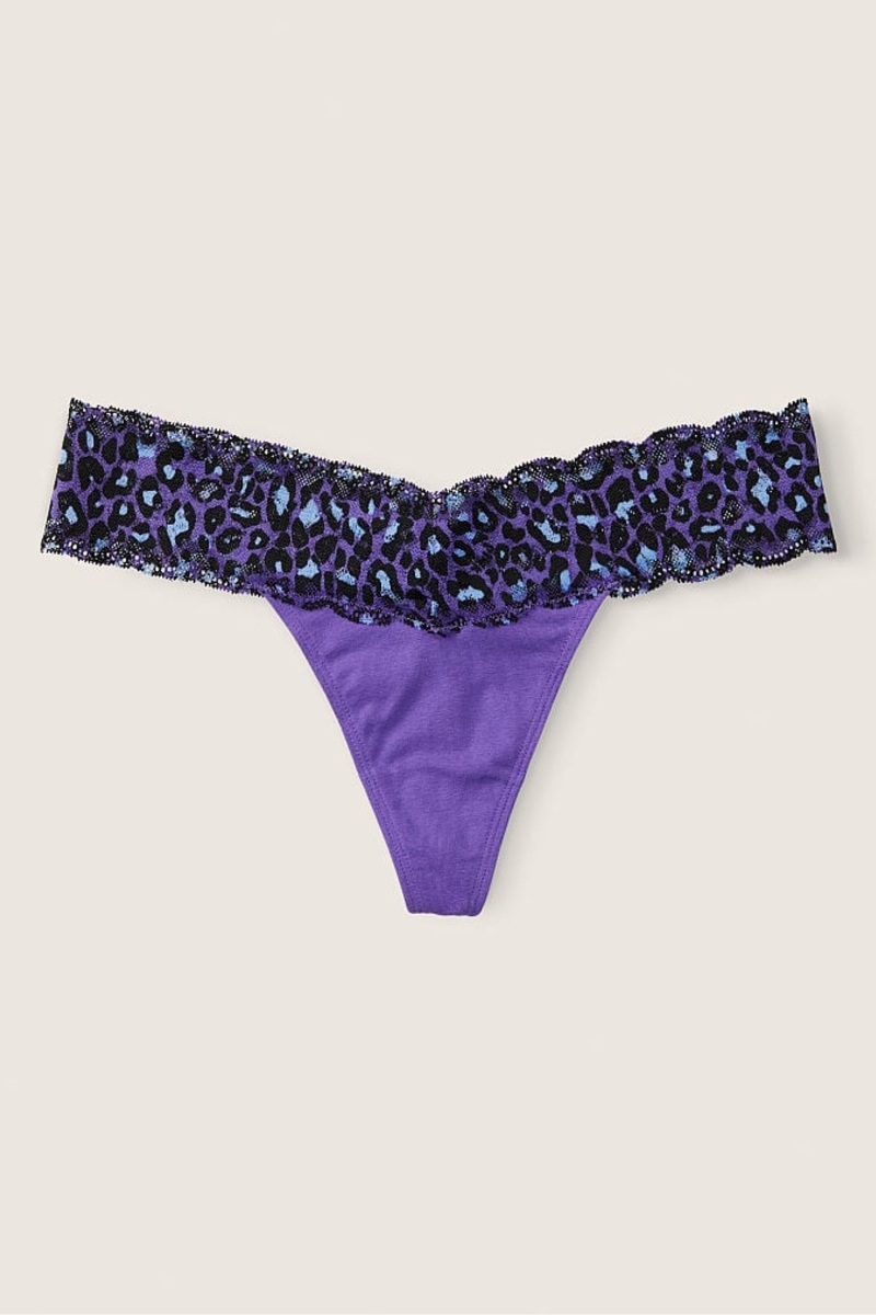 Victoria\'s Secret The Lacie Everyday Encaje Trim Tanga Panties Azules | 471930CLZ