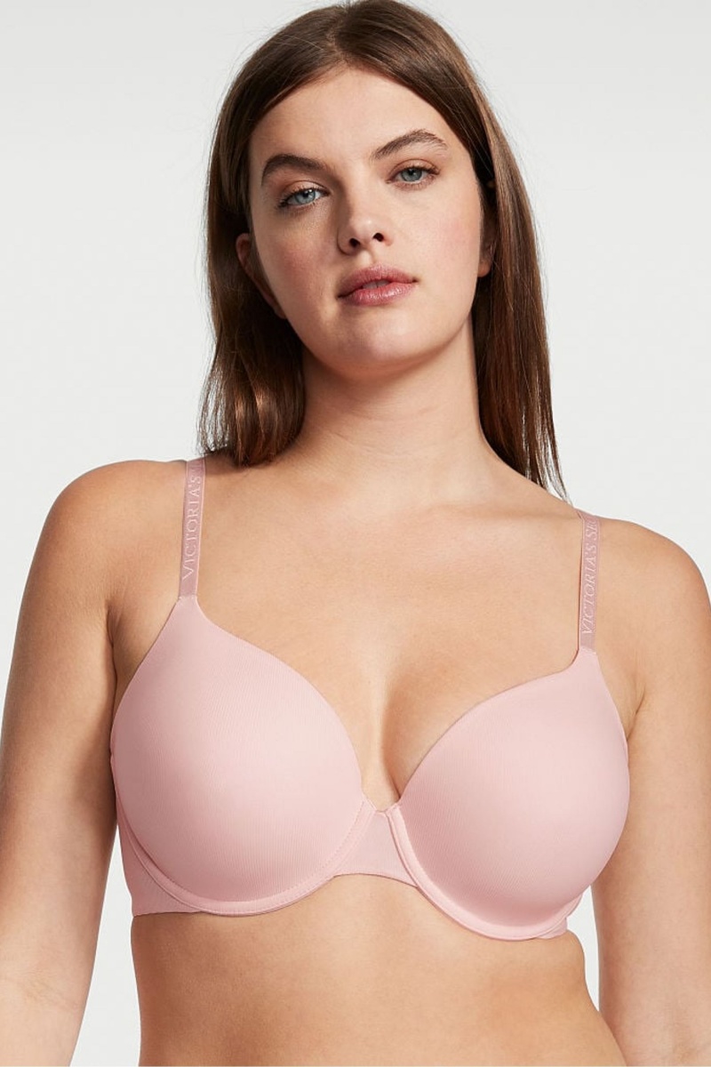 Victoria\'s Secret The T-Shirt Bombshell Front Fijacion Push Up Bra Rosas | 487652BAY