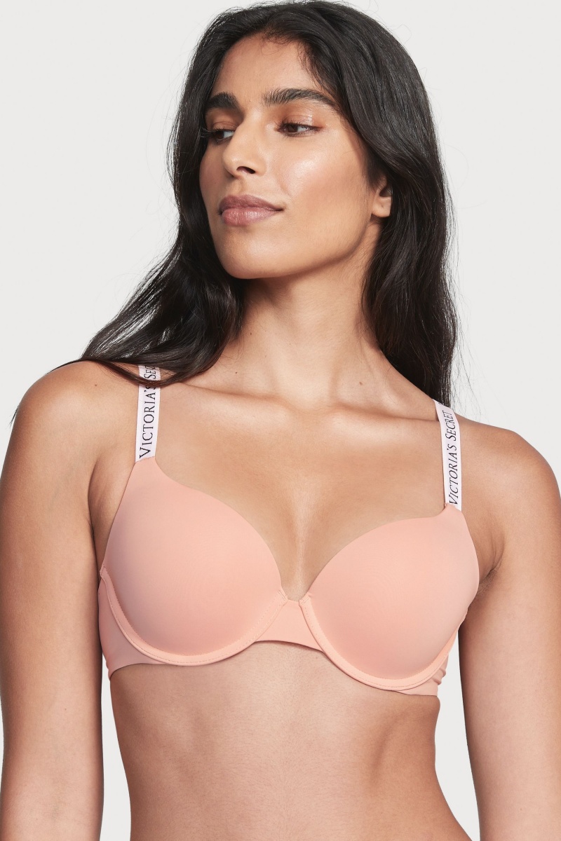 Victoria\'s Secret The T-Shirt Full Coverage Push Up Logo Bra Rosas Rosas | 514937JTH