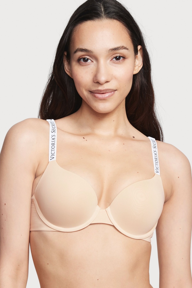 Victoria\'s Secret The T-Shirt Full Coverage Push Up Logo Bra Champagne Nude | 638092MVQ