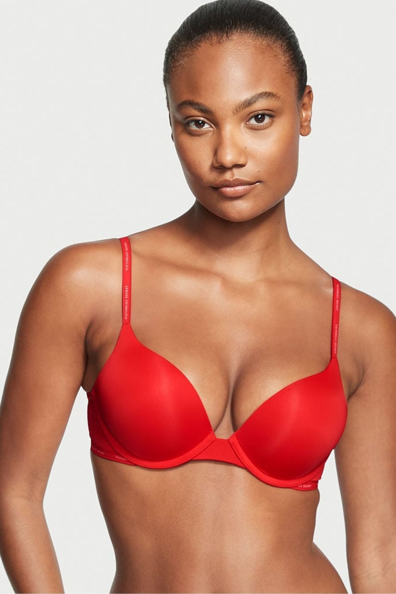 Victoria\'s Secret The T-Shirt Lightly Forro Logo Correa Full Cup Bra Rojas | 764189KPF