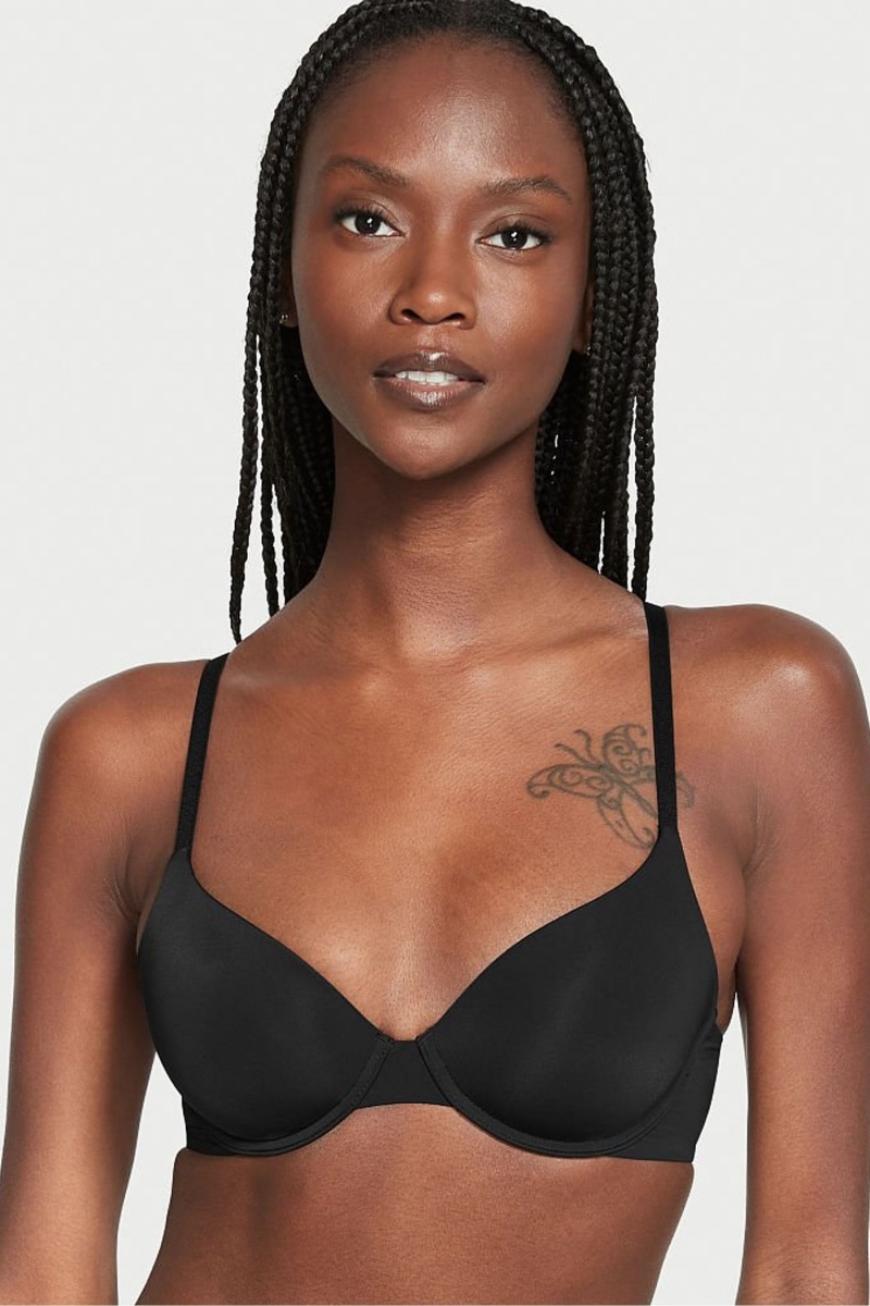 Victoria\'s Secret The T-Shirt Smooth Lightly Forro T-Shirt Bra Negras | 234817GKO