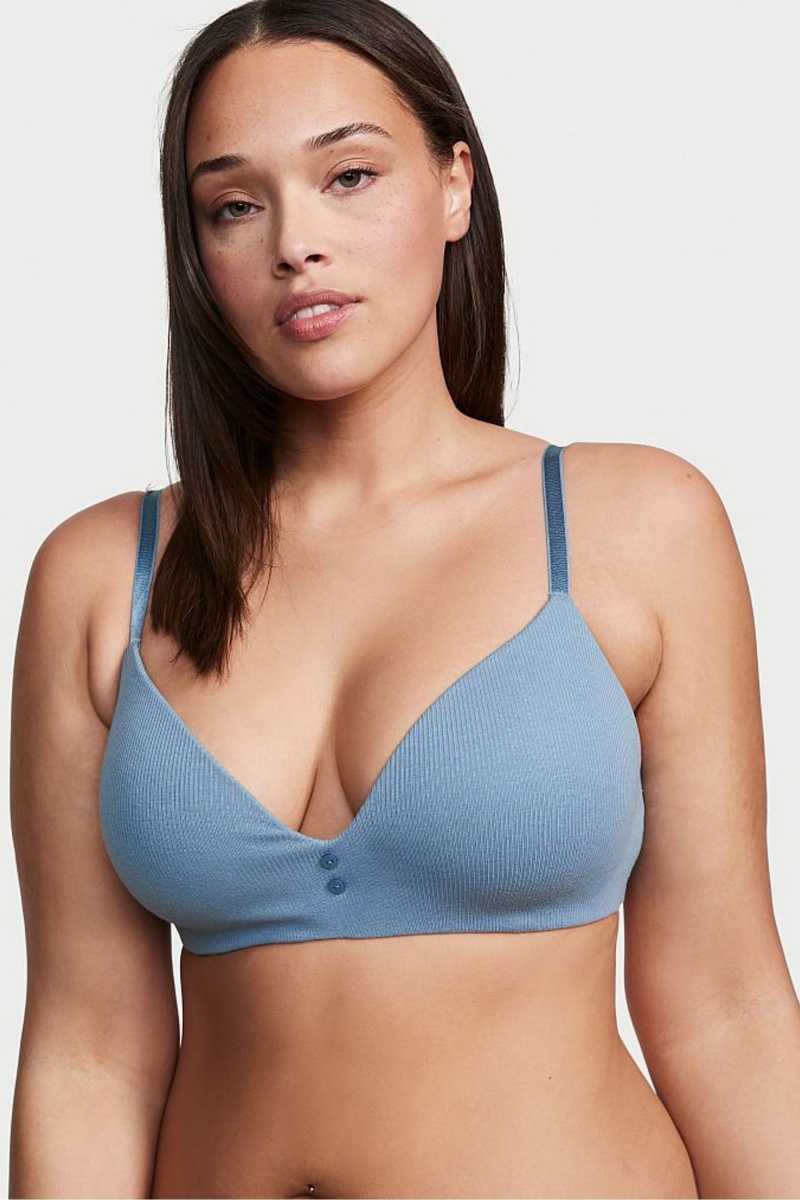 Victoria\'s Secret The T-Shirt Smooth Lightly Forro Non Wired T-Shirt Bra Azules | 862750YJX