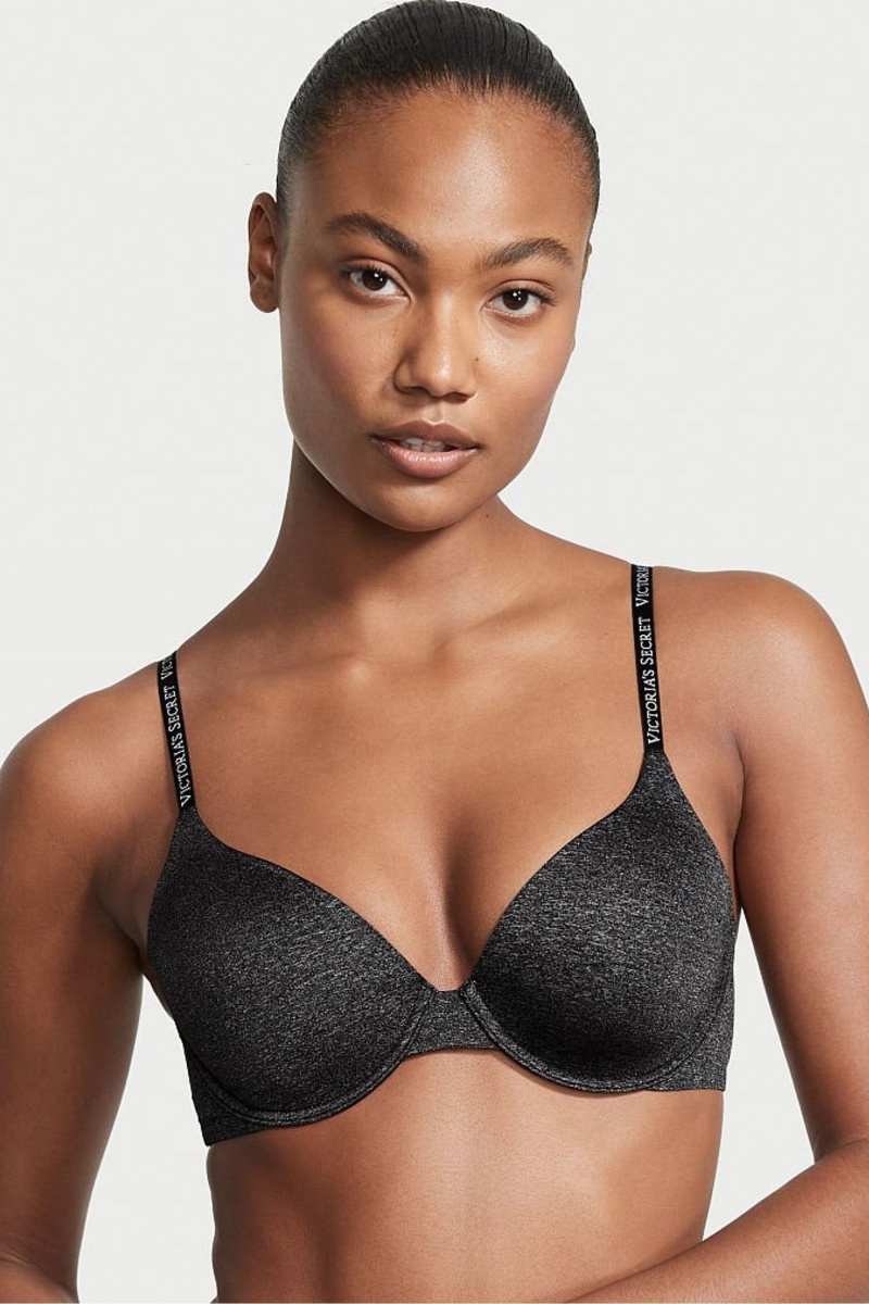 Victoria\'s Secret The T-Shirt Smooth Logo Correa Lightly Forro Full Cup T-Shirt Bra Negras | 915326LYU