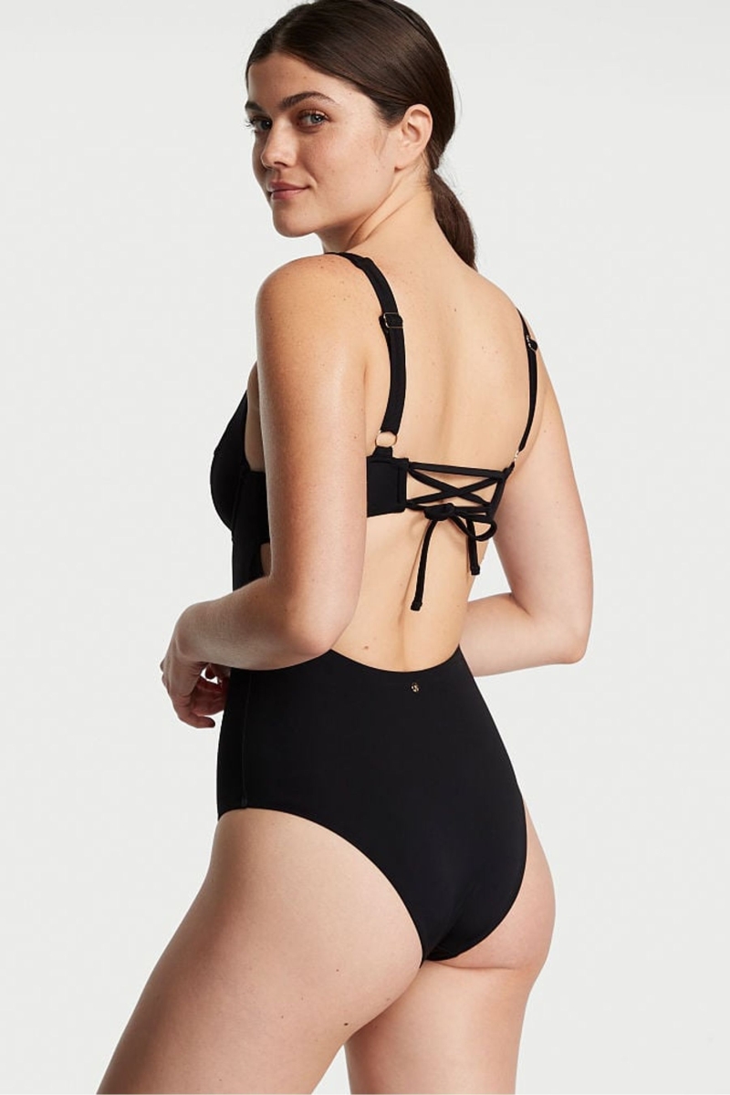 Victoria's Secret Tie Back Swimsuit Negras | 958012YOX