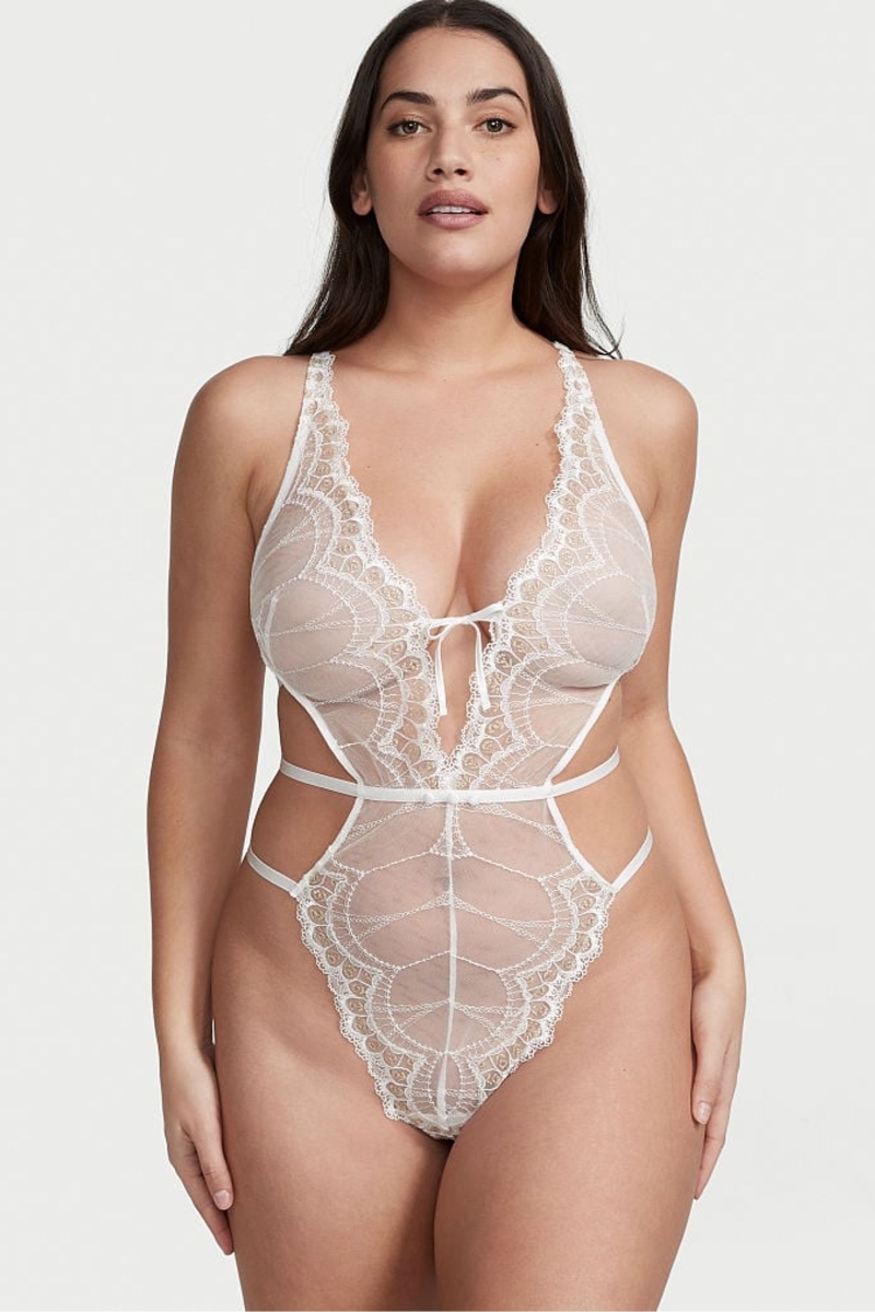 Victoria\'s Secret Tiras Back Encaje Body Blancas | 309574IZG