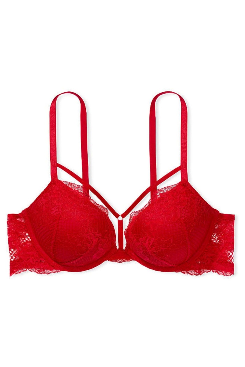 Victoria's Secret Tiras Fishnet Encaje Bra Rojas | 216594BTX