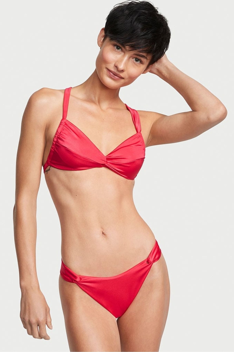 Victoria\'s Secret Twist Brazilian Bikini Bottom Rojas | 389147PCM