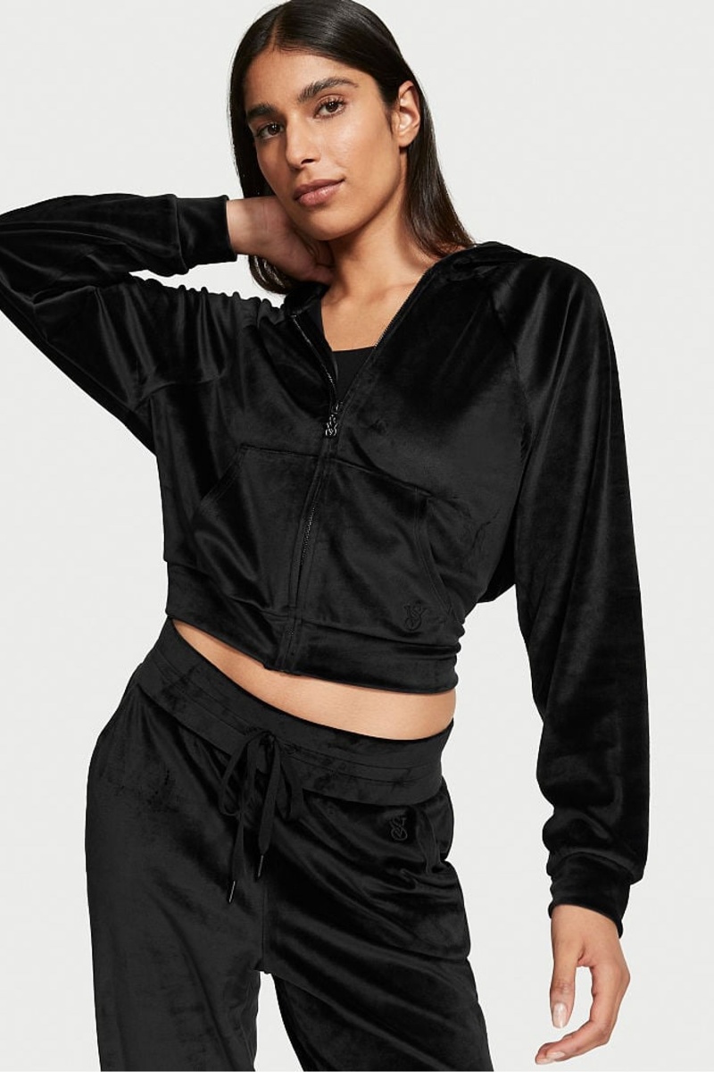 Victoria\'s Secret Velour Lounge Zip Up Hoodie Negras | 654178ULA