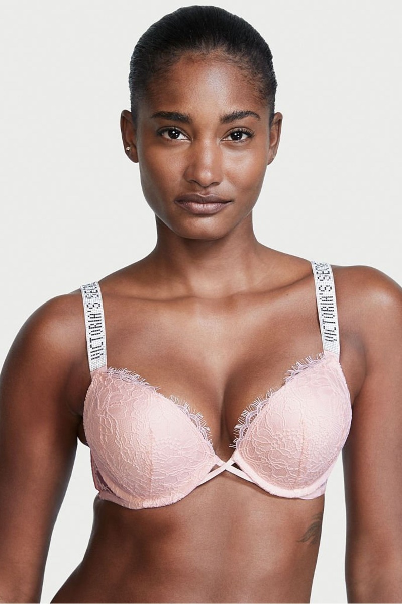 Victoria\'s Secret Very Sexy Bombshell Add 2 Cups Shine Correa Encaje Push Up Bra Rosas | 571826HRL