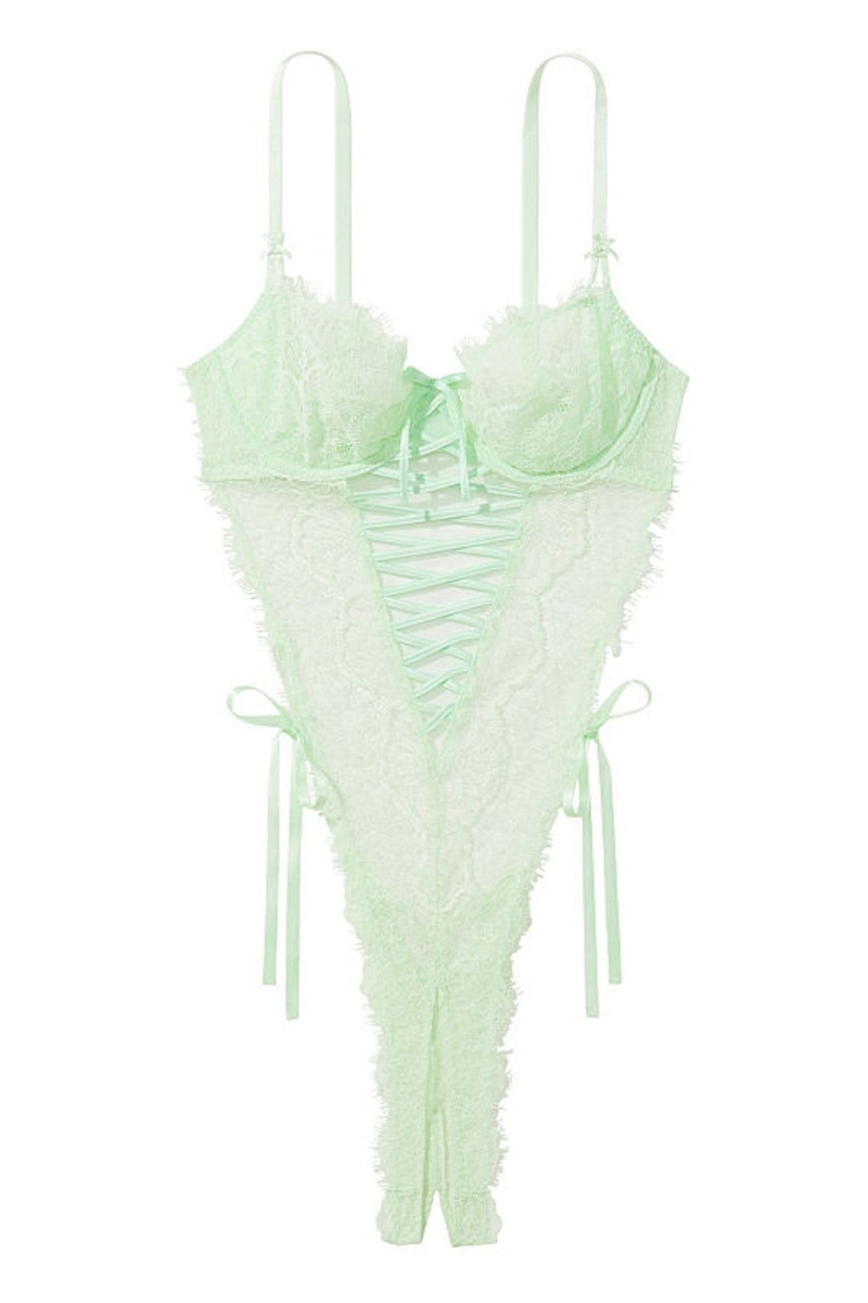 Victoria's Secret Very Sexy Crotchless Wicked Teddy Bodysuit Honeydew | 093827XCA