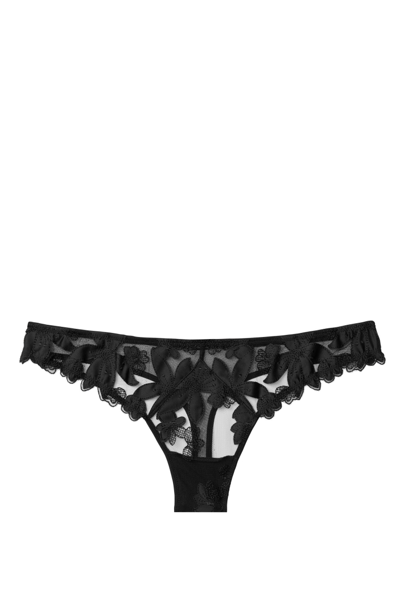 Victoria's Secret Very Sexy Embroidered Tanga Panties Negras | 583972CKR