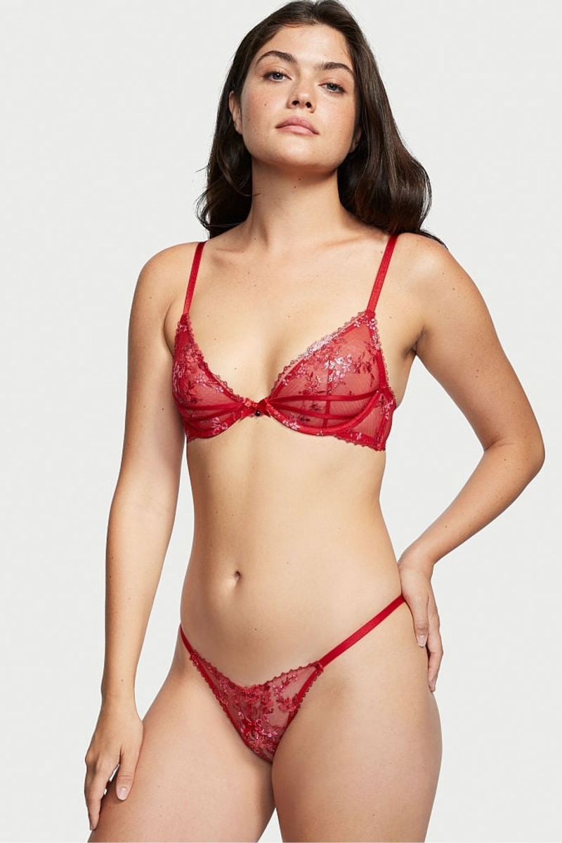 Victoria\'s Secret Very Sexy Encaje G String Panties Rojas | 094652IHN