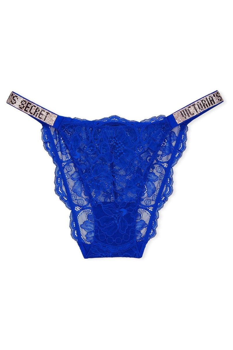 Victoria's Secret Very Sexy Encaje Shine Correa Tanga Panties Negras | 258940ZFG