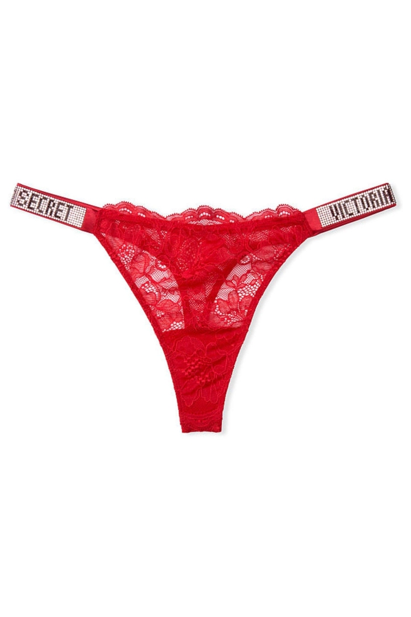 Victoria's Secret Very Sexy Encaje Shine Correa Tanga Panties Rojas | 506712IEG