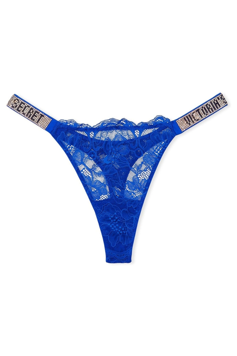 Victoria's Secret Very Sexy Encaje Shine Correa Tanga Panties Negras | 635084NUG